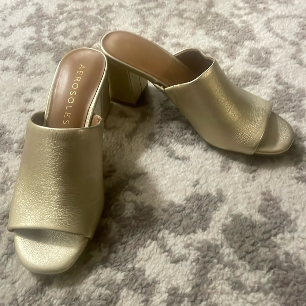 Never worn gold aerosole mules size 5.5